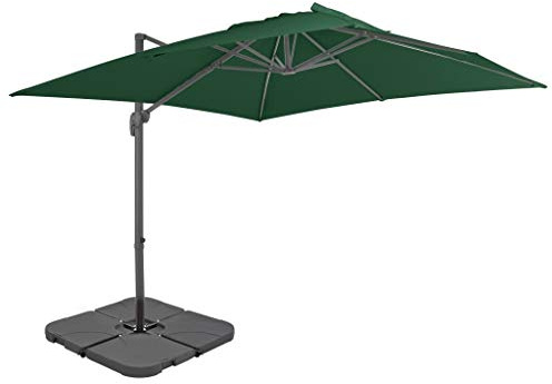 ShCuShan Sonnenschirm für den Außenbereich mit tragbarem Standfuß, Grün, Gartenschirm, dezentraler Sonnenschirm, Schutz U V, grün, 3 x 4 m