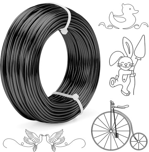 9 Gauge Black Aluminum Craft Wire, 3mmX 50 Feet Sculpting Wire, Bendable Metal Craft Wire for Making Dolls Skeleton DIY Crafts Jewelry Making, Wire Weaving and Wrapping (Black, 9 Gauge)