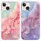 Foonary 2 Pack Phone Case Compatible with iPhone 14/iPhone 13 6.1, Slim Fit Soft TPU Silicone with Pink Purple Marble Design Aesthetics Pattern, Shockproof Bumper Protector Matte Cover for iPhone 14