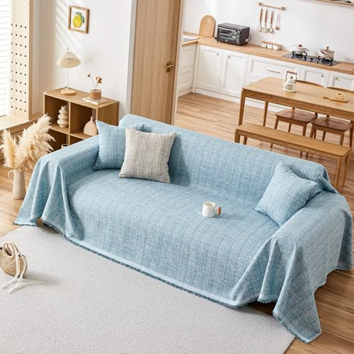 DEZYPZAM Sofa Überwurfdecke | Groß Sofaüberwurf Decke | Vielseitiger Sofadecke | Couch überwurf | Doppelseitige Sofa Cover Couch Überwurf (Blau,180x400cm)