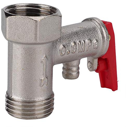 Uadme Valvola Scaldabagno Elettrico, Valvola di Sicurezza Scaldabagno Elettrico, 0.8mpa Valvola di Sicurezza a Pressione in Ottone con Leva Rosso, 1/2 Maschio x Femmina BSP