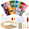 ANNTIM 126 PCS Stickerei Starter Kit Punch Needle Kit,100 Farben Stickerei Set+5 Pcs Bambus Stickrahmen,2 Stück Stanznadeltuch,1 Leinentasche mit Kordelzug,Stickset für Anfänger,Lagern Kreuzstich Set