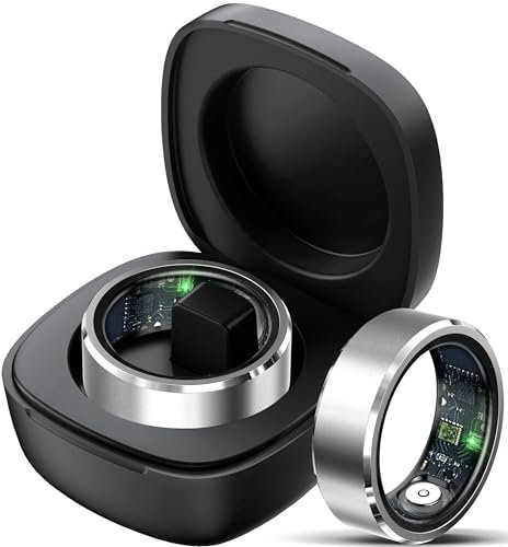 Smart Ring Fitness Tracker Heart Rate Monitor Sleep Tracker Gesture Control Fitness Rings Blood Pressure Blood Oxygen Pedometer Step Counter Health Smart Rings for Women Men with Charging Case