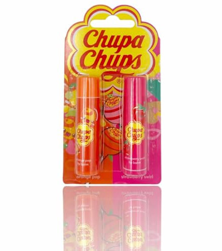 Chupa Chups - Juego de bálsamo para los labios naranja y fresa 2 unidades