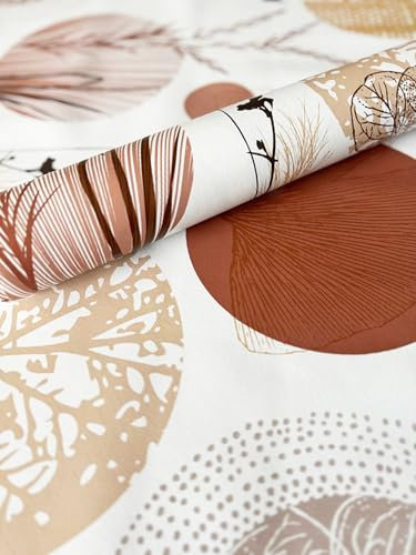 PVC Tischdecke Herbst BRAUN Wachstuch Eckig Länge & Breite wählbar abwaschbare Tischdecke Herbstmotiv Kreise, Größe:130 x 200 cm