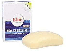 Klar EcoSensitive Öko - Kernseife 100g, Seifenstück parfümfrei, Vegan, Feste Seife zur milden Reinigung
