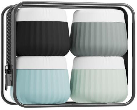 Gemice Travel Pots for Cream 4 pcs Travel Jars for Toiletries TSA Approved Toiletries Travel Size Containers for Toiletries Silicone Travel Jars with Clear Bag Leak Proof Travel Essentials(30ml)