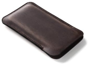 Crazy Horse Craft, Full Leather Case for iPhone 16/16 Pro, Stone Grey, Cell Phone Sleeve Mobile Cover Holder Sock Pouch Pocket Bag EDC Accessories Soft Slim Protective Bumper - Enlarged