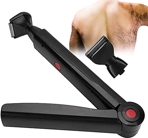 Faltbare Herren Rückenhaare Rasierer,USB Verstellbare Körperrasierer Mit Doppelmesserkopf und Ergonomischer Armverlängerung Für Herren Karosserie Schmerzlos und keine Sackgassen Haarentfernung