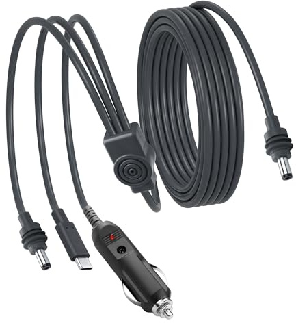CERRXIAN 16,5ft StarLink Mini 3 en 1 Câble d'alimentation DC, 100W 12V-24V mâle DC à USB-C et Princet de Cigarette Câble d'extension imperméable, Mini Accessoires d'alimentation StarLink pour