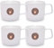 DUSVALLY 13oz Ceramic Coffee Mug with Lid - Stylish Vertical Striped Design, Copper Accents, 4-Pack White Mugs for Home, Office or Gift (380ml)