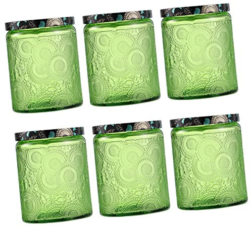 Sewroro 6pcs DIY Candle Glass Cups Candle Making Jars Art Craft Glass Jars Storage Containers for Can and Candy Storage