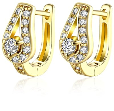AMDXD Ohrringe Gold 18K Au750, U Creolen mit Labor Erstellt Diamant, Gelbgold 750 Ohrstecker Frauen Echtgold Schmuck
