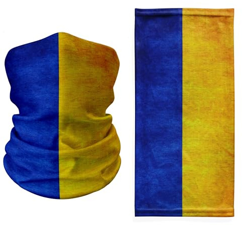 Halstuch, Ukraine-Flagge, Used-Look, vertikale Streifen, leicht, vielseitig verwendbar, Bandana, Sturmhaube und Kopftuch für Sport, Reisen und Nationalstolz