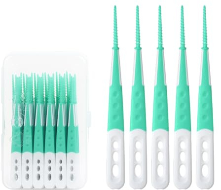 60 Stück Interdentalbürsten,Zahnzwischenraumbürsten Gum Soft Picks 0.5mm für Effektive Entfernt Plaque und Speisereste Grünes Zahnseide Stick für Erwachsene