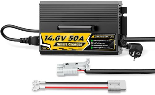 Chargeur de Batterie Lithium 14,6V 50A pour Les Batteries LiFePO4 12V, Chargeur LiFePO4 Batterie 12V