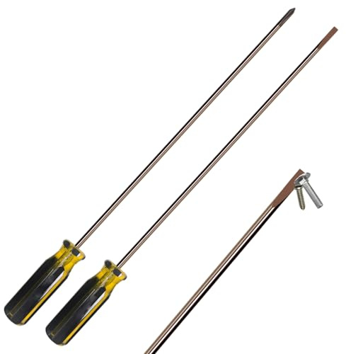 Extra Long Screwdriver, 2Pcs Long Screwdriver, Magnetic Tip High Hardness Wear Resistant Flat Head and Cross Set