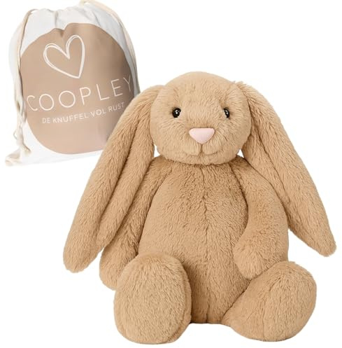 Coopley - Beschwerungsplüsch 2Kg - Beschwertes Plüschtier - Coco Kaninchen - Weighted Stuffed Animal - Sensorisches Spielzeug - Für Kinder Und Erwachsene - Braun - Mit Canvas Aufbewahrungstasche