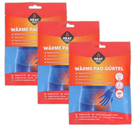 3er Set Wärmegürtel - ideal für Rücken und Unterleib Elastischer Thermogürtel Bis zu 8 Std. Tiefenwärme Rückenwärmer und Nierenwärmer