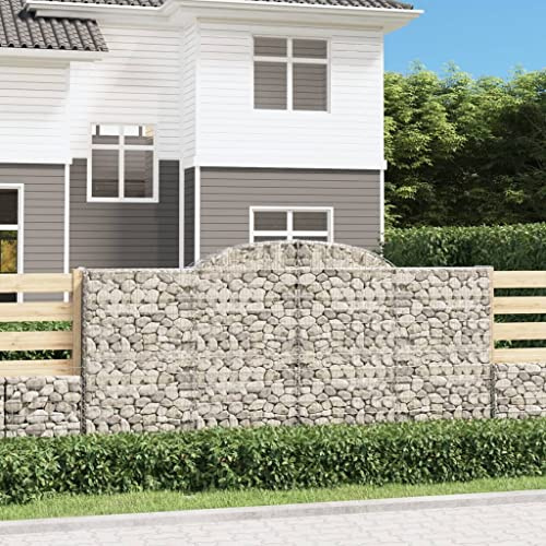 Arched Gabion Baskets 11 pcs 300x50x140/160 cm Galvanised Iron for Garden Barrier and Retaining Wall, Durable Corrosion-Resistant Construction with Strengthened Hooks