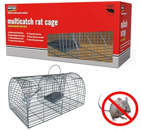 Pest-Stop Multi Catch Rat Cage - For Indoor and outdoor - Durable Reusable Cage - Effective and Humane Rodent Control - Easy and Ready to Use - Galvanized Steel Construction- Catch up to 15 rodents