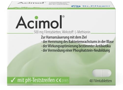 Acimol Acimol 500 mg mit pH-Teststreifen, 48 St. Tabletten | Zur Harnansäuerung mit L-Methionin