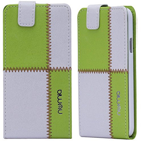 numia HTC One S Hülle, Handyhülle Handy Schutzhülle [Handytasche mit Standfunktion und Kartenfach] Pu Leder Tasche fürHTC One S (Z520e) Case Cover [Weiss-Grün]