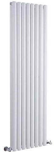 Milano Aruba White Vertical Double Oval Panel Radiator - 1780mm x 472mm