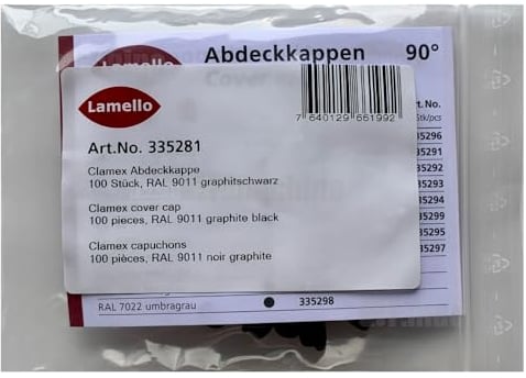 Lamello Clamex Abdeckkappen. schwarz. 100 STK. | 335281
