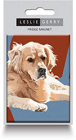 Golden Retriever Fridge Magnet by Leslie Gerry