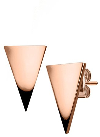 beyoutifulthings Damen 1 Paar funkelnde Ohringe GROSSES DREIECK 7x11 mm Ohr-ringe Ohr-stecker Chirurgenstahl Roségold