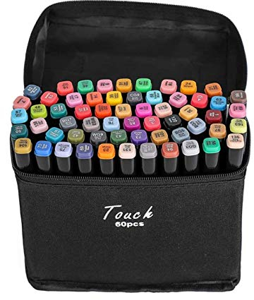 AVNTEN 60 Farben Graffiti Stifte Dual Spitze Filzstifte, Marker Set für Animation Art Sketch Mit (Schwarze Muschel)
