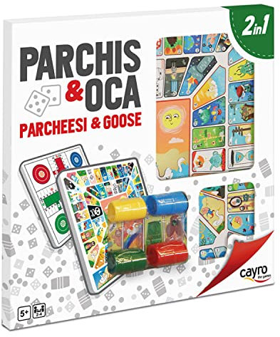 Cayro - Tablero Parchís y Oca 2 en 1 - Juego de Mesa Familiar - Juego Tradicional - Duradero y Fácil de Transportar - Diversión Garantizada