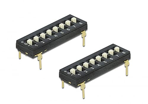 Delock DIP-Schalter Tri-State 8-stellig 2,54 mm Rastermaß THT 2 Stück