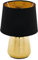 EGLO Tischlampe Manalba 1, Textil Nachttischlampe aus Keramik in gold und einem Lampenschirm aus Stoff in schwarz und gold, Tischleuchte Wohnzimmer, Schlafzimmer Lampe E14