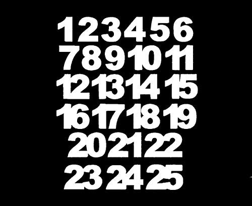 Miniblings Adventskalender Zahlen 24 25 Bügelbilder 30mm GLATT Patch Bügelbild I Kinder Bügelflicken Patches zum Aufbügeln - Flexfolie - Applikation Nähen, Farbe:weiß