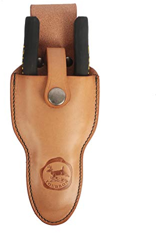 TOURBON Deluxe Lederschere, Gürteltasche für Gartenschere, Hellbraun