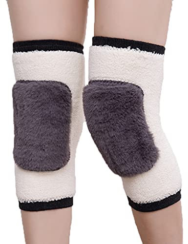 Faxianther Men Women Thick Wool Leg Warmers Winter Warm Cashmere Lining Rheumatic Arthritis Knee Braces Support Leggings Leg Sleeves Windproof Ski Cycling Running Long Knee Leg Wraps Protecor