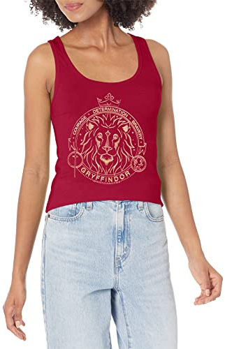 Harry Potter Damen and The Deathly Hallows Gryffindor Line Art Symbol Women's Fast Fashion Racerback Tank Top Hemd, Scharlachrot, Mittel