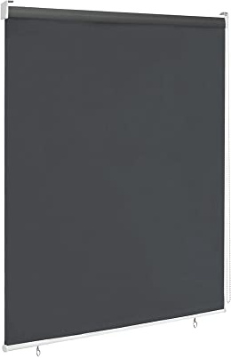 VA-Cerulean Außenrollo Senkrechtmarkise 100x140 cm Anthrazit | Sichtschutz Rollo Sonnenschutz, Verdunkelung, wetterfest, Fensterrollo & Balkonrollo, UV-beständig, keine Jalousie