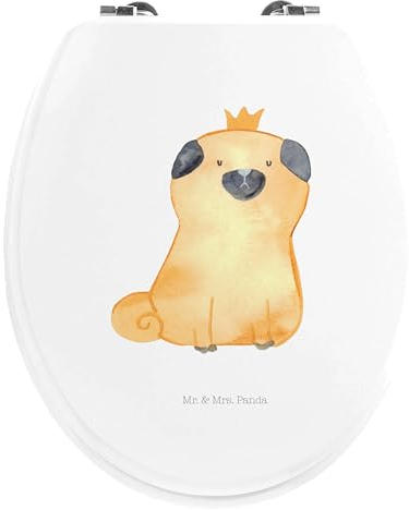 Mr. & Mrs. Panda Motiv WC Sitz Mops Krone - Geschenk, Hund, Toilette, Klodeckel, Hundemama, Toilettendeckel, Sprüche, Hundemotiv, kinderlos,