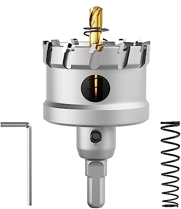 CSOOM Upgrade Hochleistungs-Hartmetall-Lochsäge, mit 2 * Extra Titan-beschichtete Pilot-Center-Bohrer und 2 * L-Schlüssel.Edelstahl und Metallgitter sind die ideale Wahl.Größe (55mm)