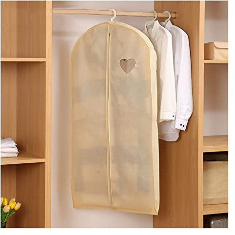 Oiyekntd Copriabiti Borsa Porta Abiti in Cotone Traspirante Borsa per Abiti Lavabile Custodia per Abbigliamento Custodia per Abito, Cappotti, Piumino,Beige-120×60×9cm