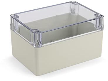 Blanko Modulgehäuse, Universal-Gehäuse aus ABS-Kunststoff mit transparentem Deckel, Mehrzweckghäuse mit Montagepunkten für Leiterplatten, IP 65 Schutzklasse, LxBxH 160x110x90 mm, Lichtgrau