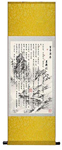 Wandbehang-Dekoration, Bildrolle im chinesischen Stil, Gemälde, Heimdekoration, Seide, chinesische Kalligrafie-Rolle, hängende Kunst, 45 x 140 cm, Lanting Xu von Wang Xizhi, 02 (Color : Multicolor)