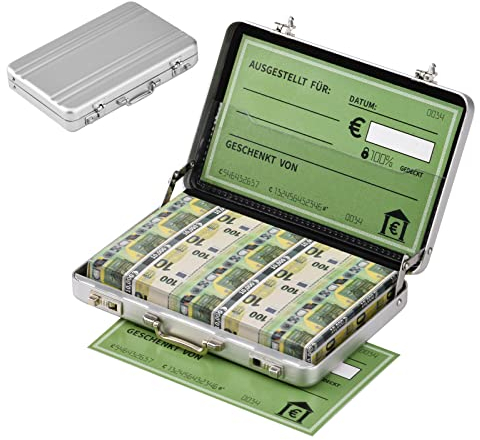 DAOUZL Geldkoffer als Geldgeschenk, Mini Aktenkoffer aus Aluminium, Gutschein Verpackung, als Hochzeitsgeschenk und Grußkarte, GeldkofferKreative Geschenke passend für Kinder und Freunde (Silber)