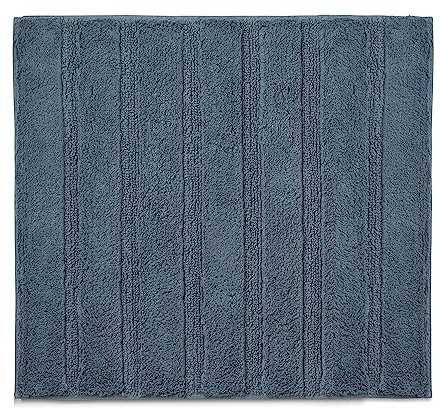 kela Badematte Megan, 65 cm x 55 cm, 100% Baumwolle, Rauchblau, rutschhemmend, waschbar bis 30° C, geeignet für Fußbodenheizung, 24700