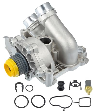X AUTOHAUX Pompe À Eau De Remplacement Pour Audi A4 2007-2016 1pc | Pour Audi A4, A5, A6, Couleur Argent, Matériel Métal, Taille 18.9x17.6x12.6cm, OE 06H121026CF, 06H121026BA, 06H121026CQ