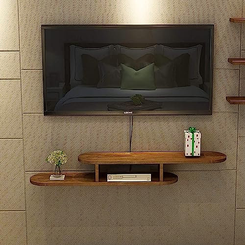 Meuble TV, Lowboard TV, Étagères Flottantes, Console Média TV Murale, Étagère Murale TV Bois Massif Noyer, 100/120/140/160Cm, Économise De l'espace Au Sol Et Facile À Nettoyer./120Cm B/B