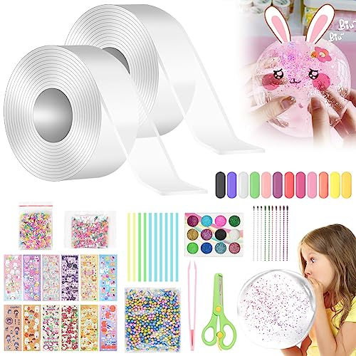 OSDUE Nano Tape Bubbles Kit, Magischer Kunststoff-Blasenballon, Doppelseitiges Klebeband DIY Craft Kit, für Kinder Mädchen Erwachsene Partygeschenke Geschenke Fidget Toy Craft (68 Stücke)